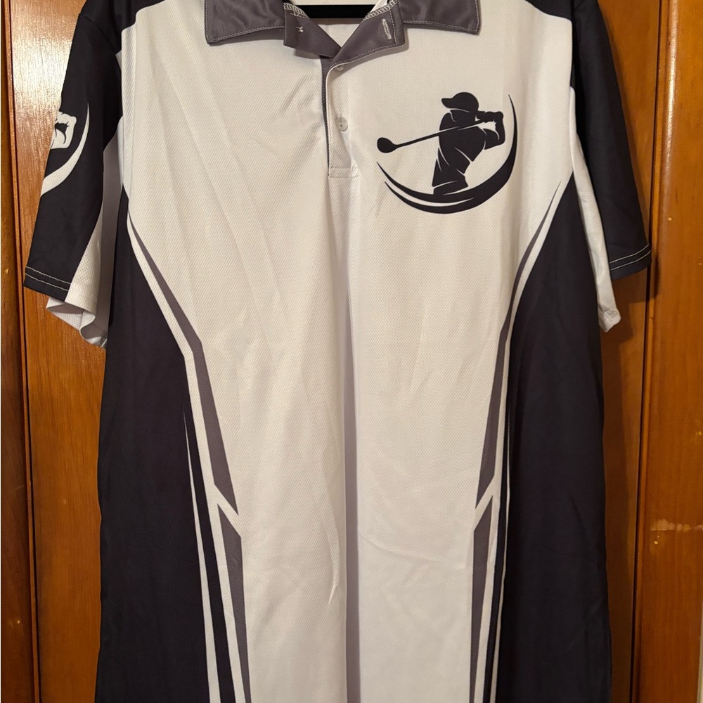 Men's Black and White Golf Polo Shirt